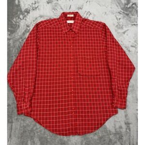 Vintage 80s John Henry Button Down Shirt Mens Small Red White Plaid Western 90s